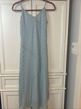 light blue lace dress topshop Topshop Colorblock Lace Midi Shift Dress, $180 | Nordstrom